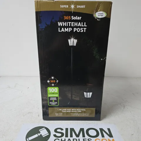 365 SOLAR WHITEHALL LAMP POST – 1.7M OUTDOOR SOLAR GARDEN LIGHT WITH TEAR-DROP GLASS LENS