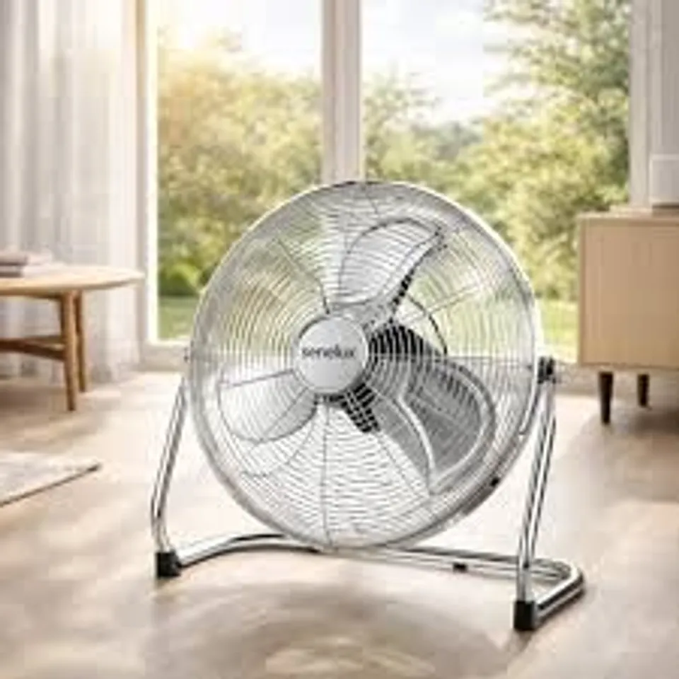 BOXED SENELUX 12"CHROME FLOOR FAN