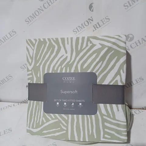SUPERSOFT BY COZEE HOME SET OF 2 ANIMAL PRINT AND SOLID FITTED SHEET