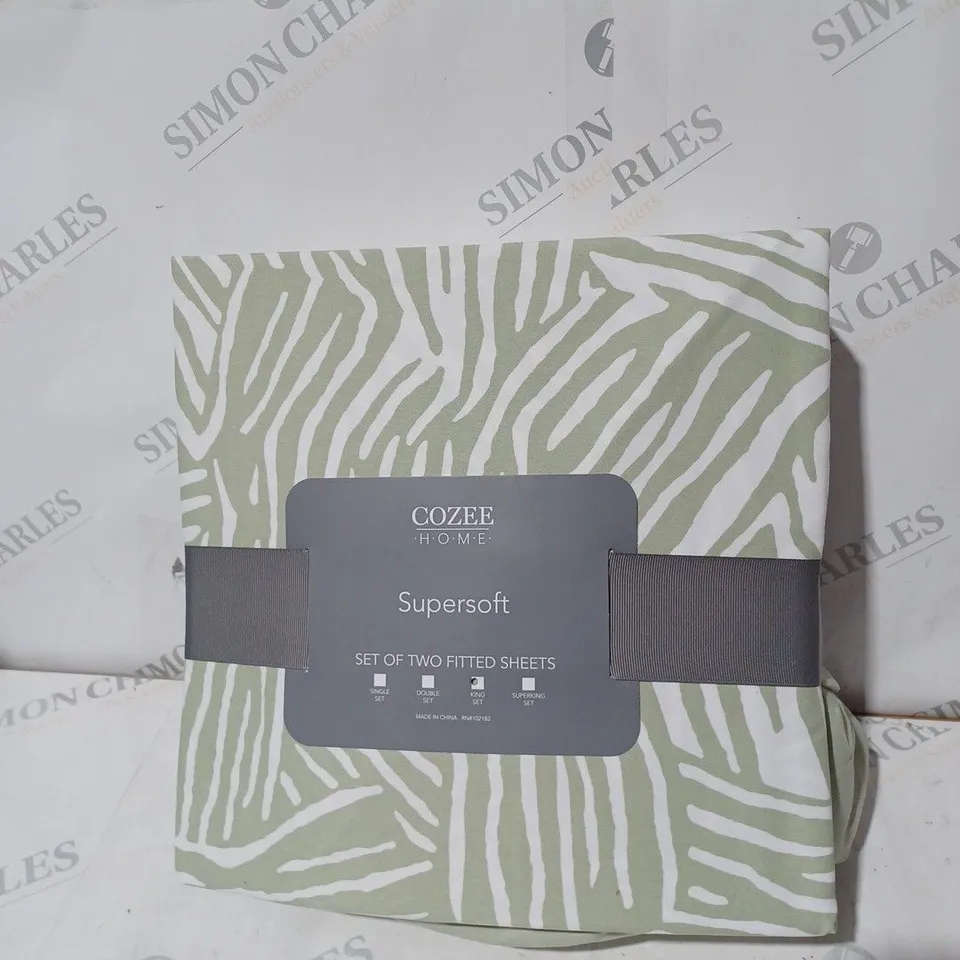SUPERSOFT BY COZEE HOME SET OF 2 ANIMAL PRINT AND SOLID FITTED SHEET