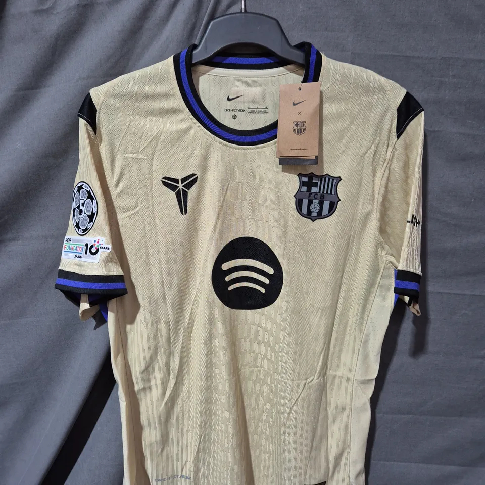 FC BARCELONA FOOTBALL SHIRT – LAMINE YAMAL #10, SPOTIFY SPONSOR, BEIGE/GOLD - SIZE L