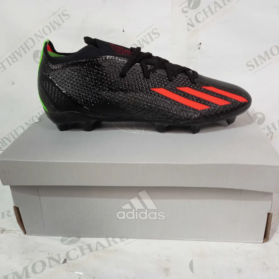 BOXED PAIR OF ADIDAS X SPEEDPORTAL FOOTBALL BOOTS IN BLACK/ORANGE/GREEN UK SIZE 8