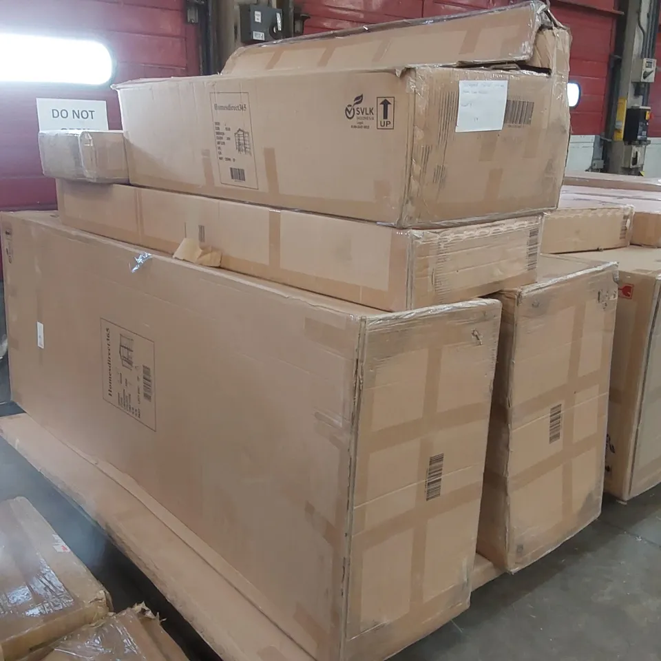 PALLET CONTAINING HOMESDIRECT365 ANTIQUE STYLE LARGE BOOKCASE PARTS //INCOMPLETE SET (MISSING PARTS)