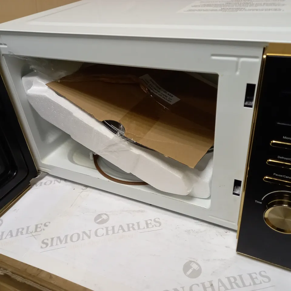 SWAN GATSBY WHITE AND GOLD 800W 23 LITRE DIGITAL MICROWAVE