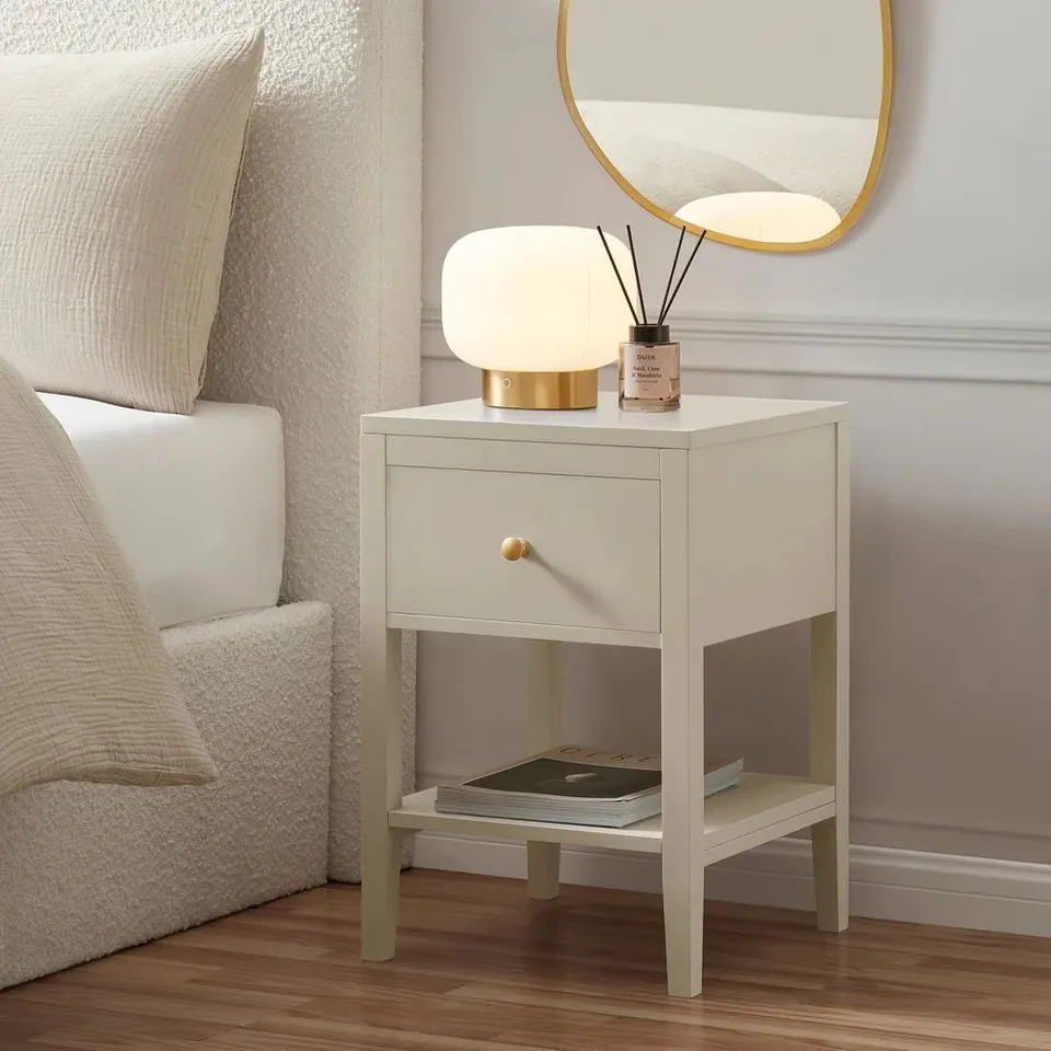 BOXED DUSK POPPY 1 DRAWER NIGHTSTAND - CREAM (1 BOX)