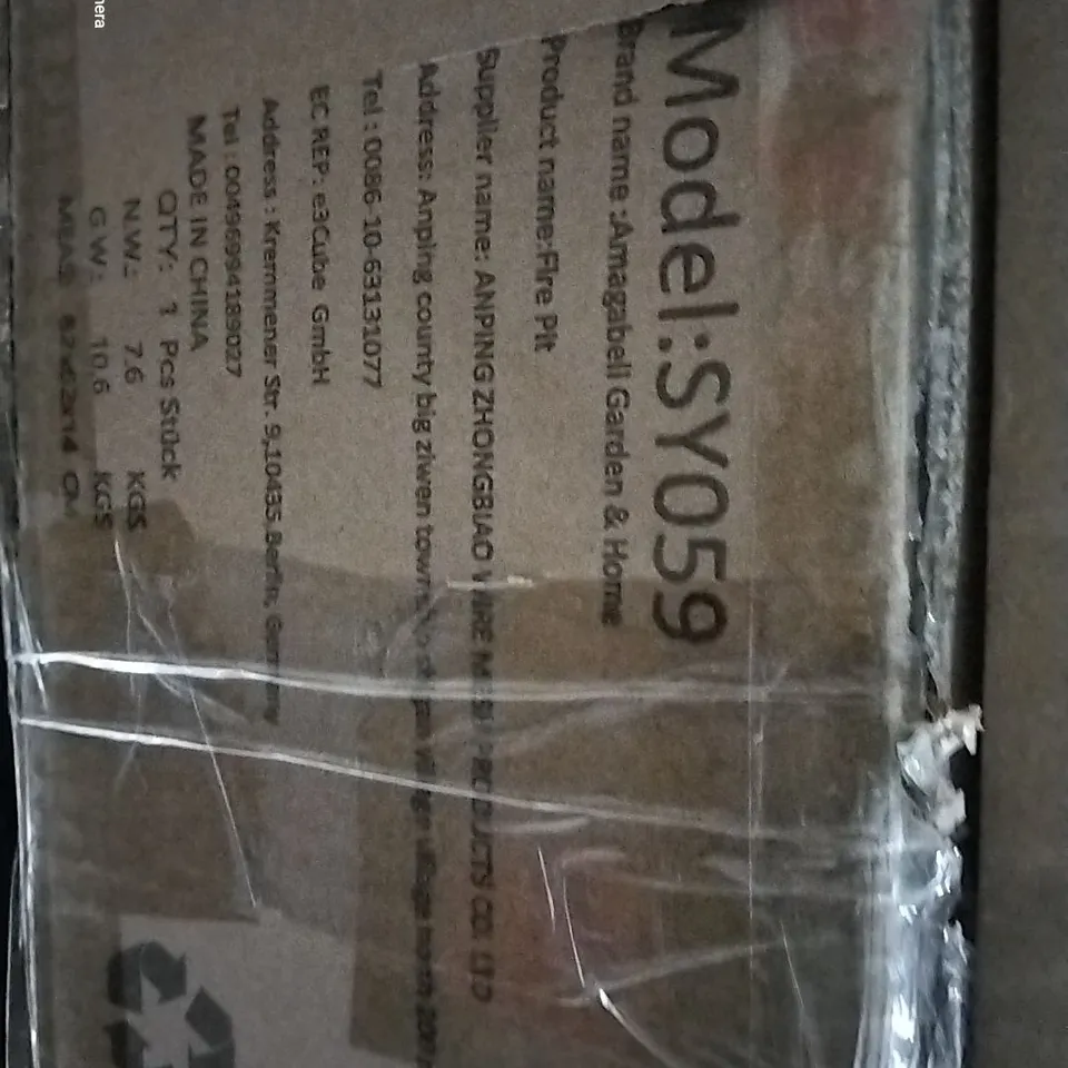 PALLET OF ASSORTED HOUSEHOLD ITEMS TO INCLUDE BOXED DESK, FIRE PIT, KIDS SCOOTER AND BACKPACK