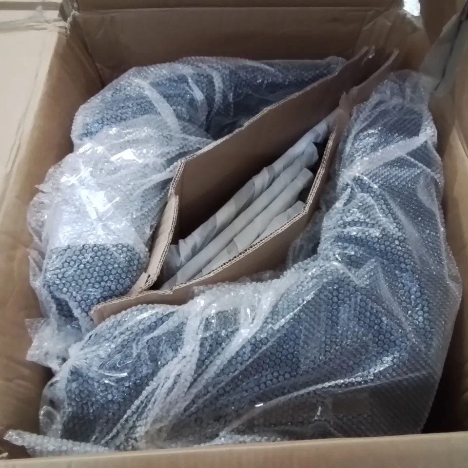 BOXED DUNDAS SET OF TWO BLUE VELVET DINING CHAIRS