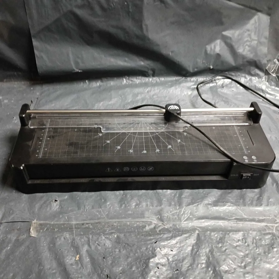 BOX OF APPROXIMATELY 10 ASSORTED ELECTRICAL ITEMS INCLUDING WIFI ROUTER AMD ELECTRIC PAPER CUTTER