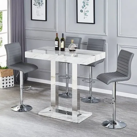 BOXED CAPRICE SMALL MAGNESIA MARBLE EFFECT BAR TABLE (2 BOXES)