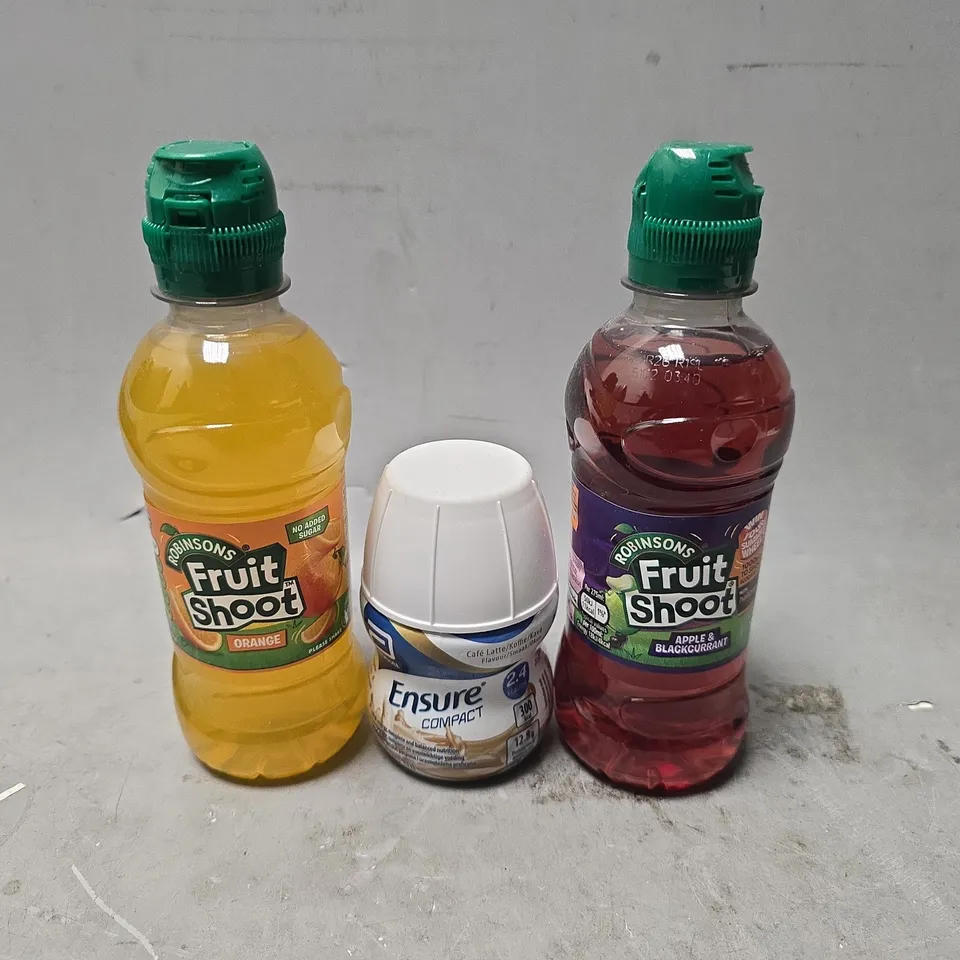 APPROXIMATELY 18 ASSORTED DRINKS ITEMS TO INCLUDE - FRUIT SHOOT ORANGE , ABBOTT ENSURE COMPACT , FRUIT SHOOT APPLE & BLACKCURRANT 