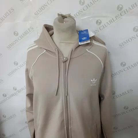 ADIDAS ORIGINAL CREAM ZIPPED HOODIE SIZE L