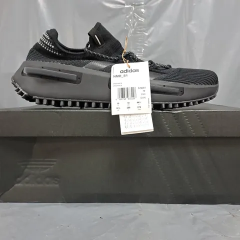 BOXED PAIR OF ADIDAS NMD S1 SHOES IN BLACKS SIZE UK 10