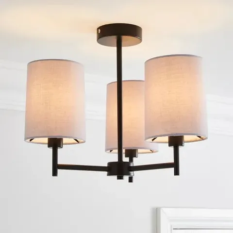 BOXED PRESCOT 3 LIGHT SEMI FLUSH CEILING LIGHT - GREY
