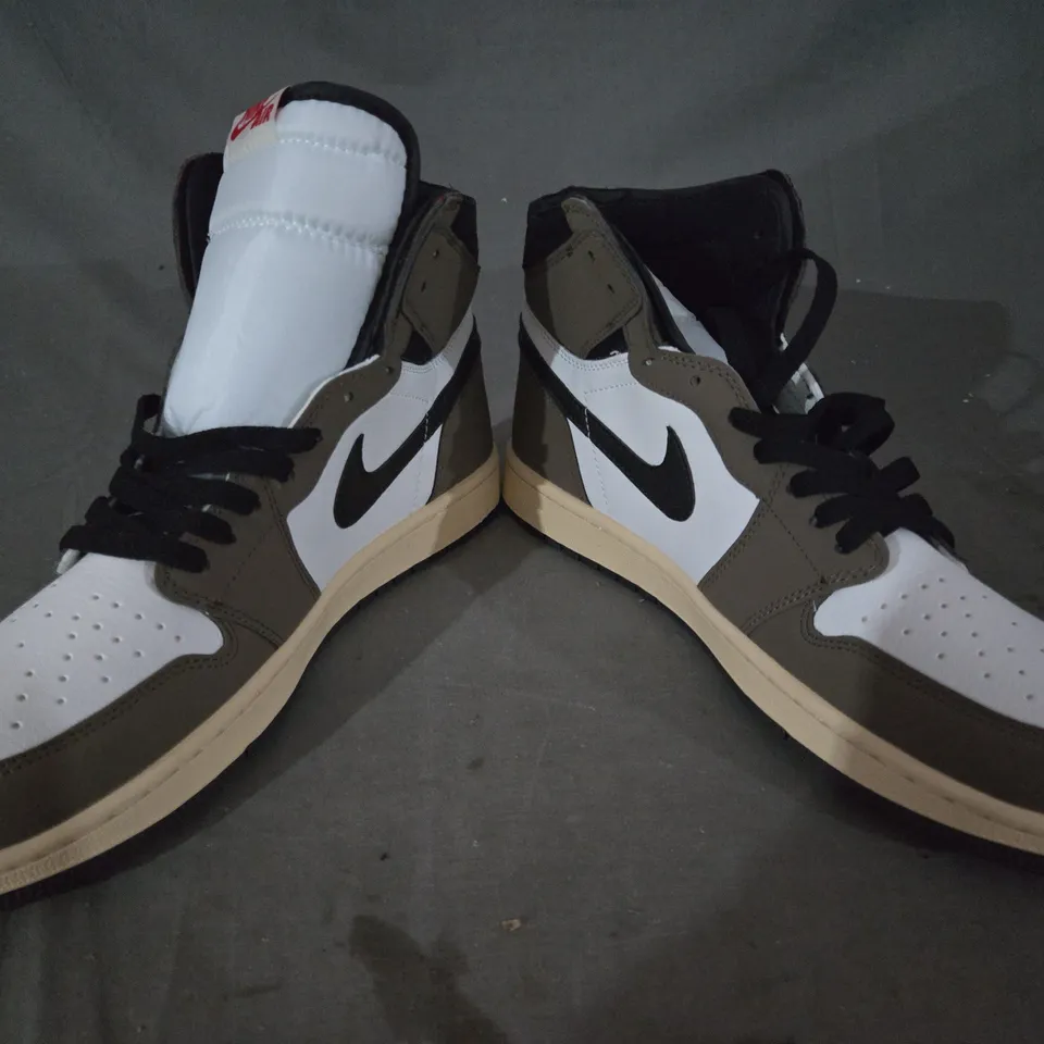 PAIR OF NIKE AIR JORDAN CACTUS JACK SHOES IN BROWN/WHITE/BLACK UK SIZE 11