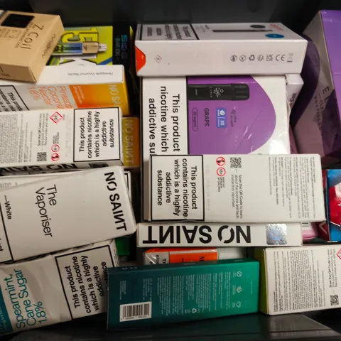 APPROXIMATELY 20 ASSORTED E-CIGARETTE PRODUCTS TO INCLUDE BRANDS SUCH AS NO SAINT, ELFBAR, RIPPLE ETC - COLLECTION ONLY