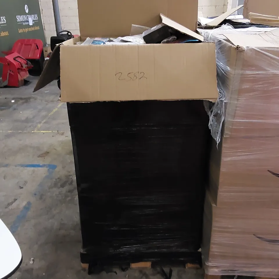 PALLET TO CONTAIN ASSORTED HOUSEHOLD ITEMS AND CONSUMER PRODUCTS. INCLUDING BAG, LUNCH BOXES, ART LED LAMP ETC