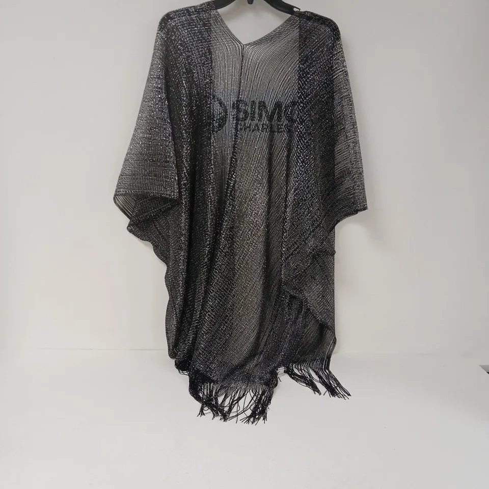 XANDER KOSTROMO VISCOSE METALLIC TASSEL KIMONO BEACH COVER UP IN BLACK 