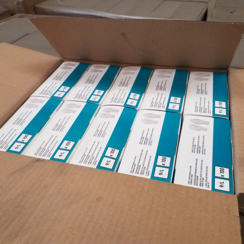 PALLET OF APPROXIMATELY 56 INTCO VINYL DISPOSABLE GLOVES 100PK BOXES - LARGE