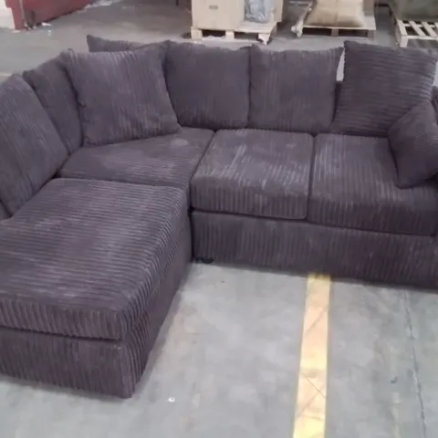 QUALITY DESIGNER BROWN CORDUROY CORNER SOFA 