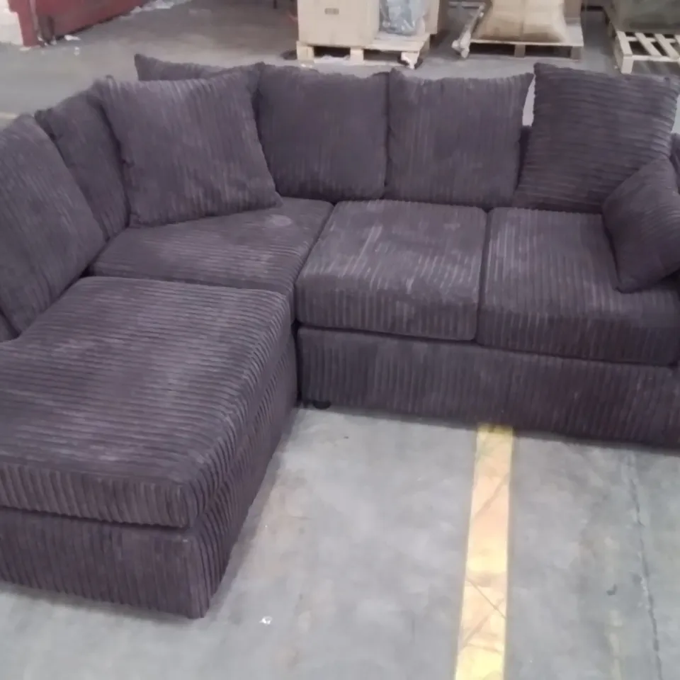 QUALITY DESIGNER BROWN CORDUROY CORNER SOFA 