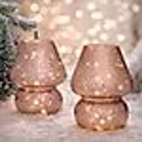 HOME STORIES SET OF 2 MERCURY LAMPS WITH LED LIGHTS PINK