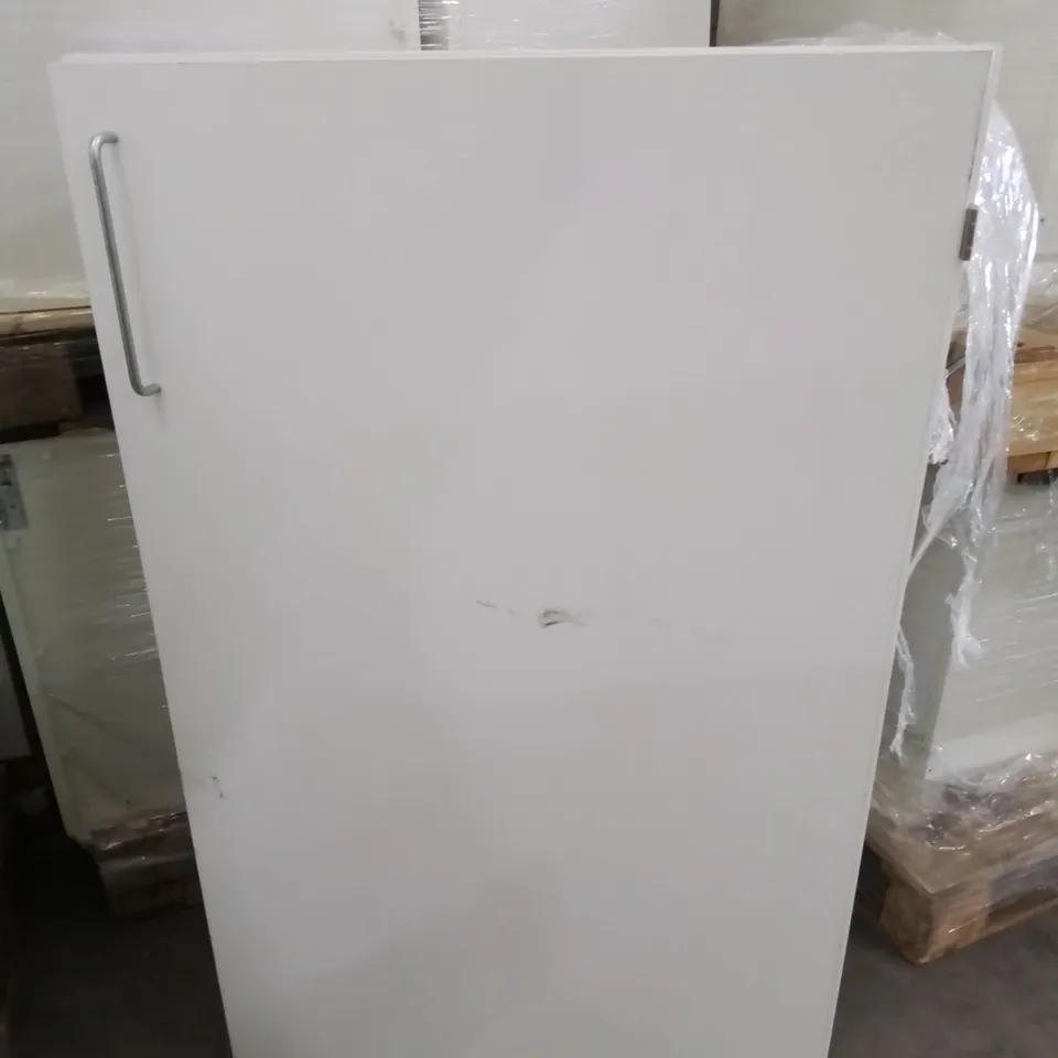 LARGE SINGLE DOOR WHEELED CUPBOARD WHITE