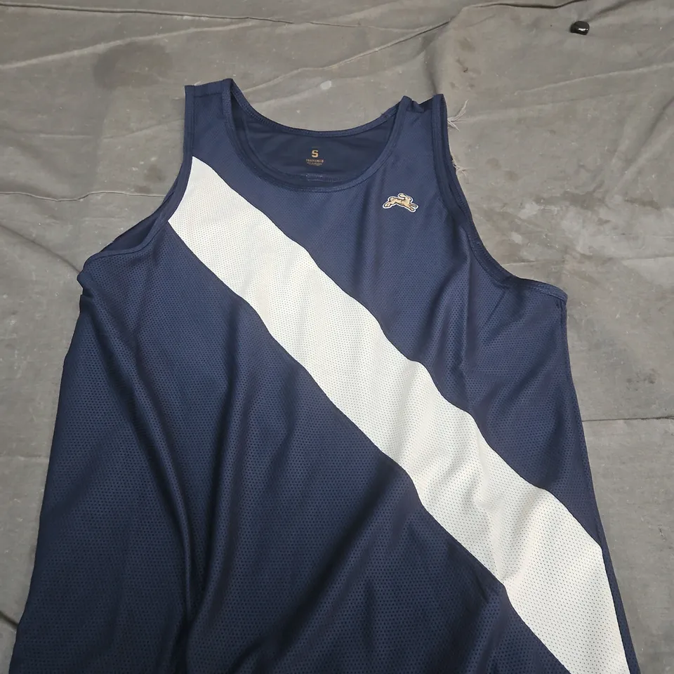 TRACKSMITH MEN'S TANK TOP – NAVY WITH DIAGONAL WHITE STRIPE, SIZE S
