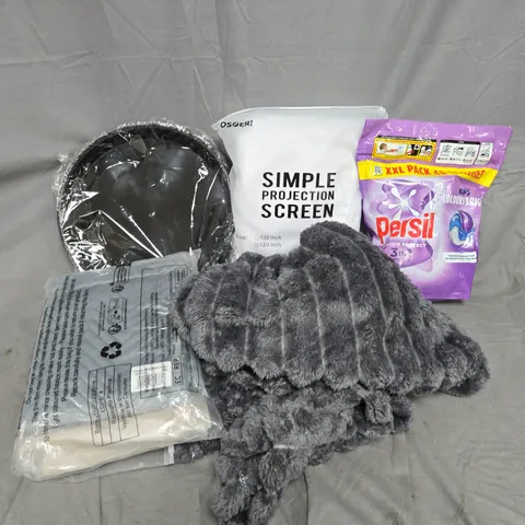 APPROXIMATELY 15 ASSORTED HOUSEHOLD PRODUCTS TO INCLUDE SIMPLE PROJECTION SCREEN, PERSIL XXL PACK, CUSHION COVERS, ETC