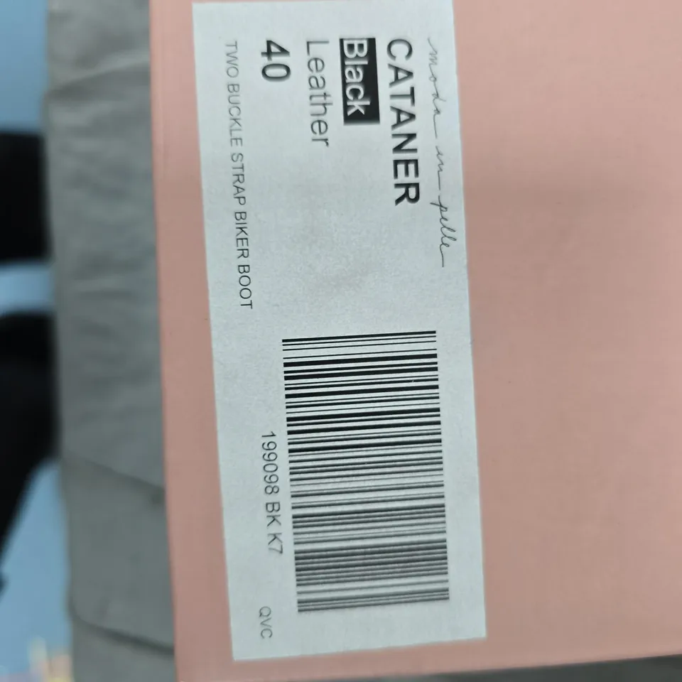 MODA IN PELLE CATANNER BLACK LEATHER BOOTS – TWIN BUCKLE STRAPS, EU 40 (UK 7)