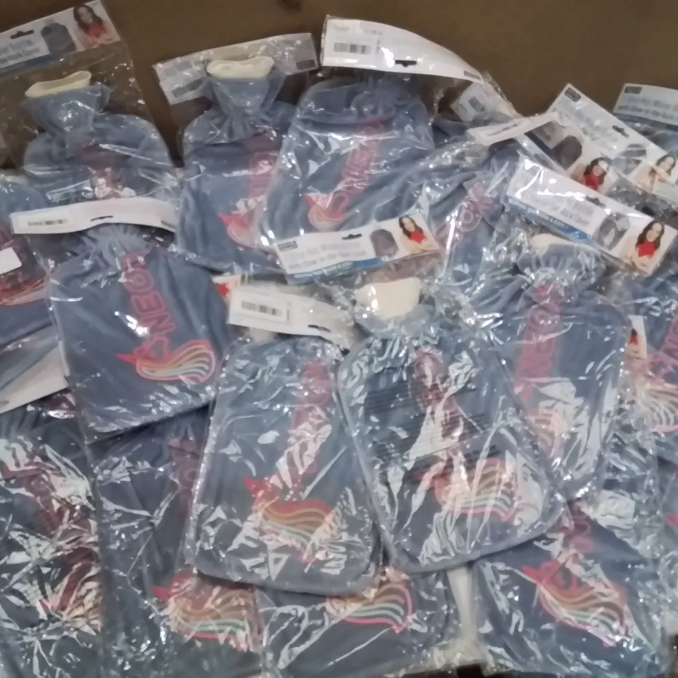 BOX CONTAINING APPROXIMATELY 20 BAGGED AND SEALED 2 LITRE HOT WATER BOTTLES WITH GLOW IN THE DARK COVER