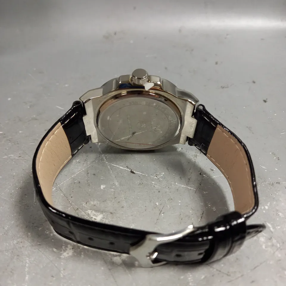 MENS FRANK SCHMIDT WATCH – TEXTURED DIAL WITH DATE – LEATHER STRAP- MODEL: FSL AMBASSADOR – 3ATM WATER RESISTANT