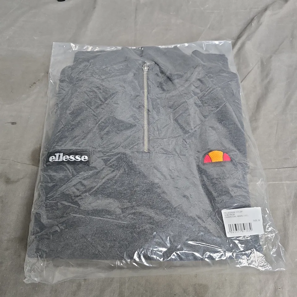 ELLESSE MARL ZIP SWEATSHIRT – CHARCOAL, UK SIZE M