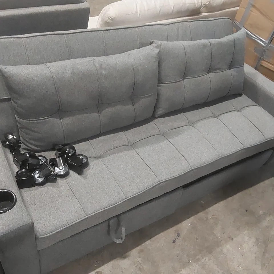 QUALITY DESIGNER 3 SEATER FABRIC UPHOLSTERED SOFA BED 