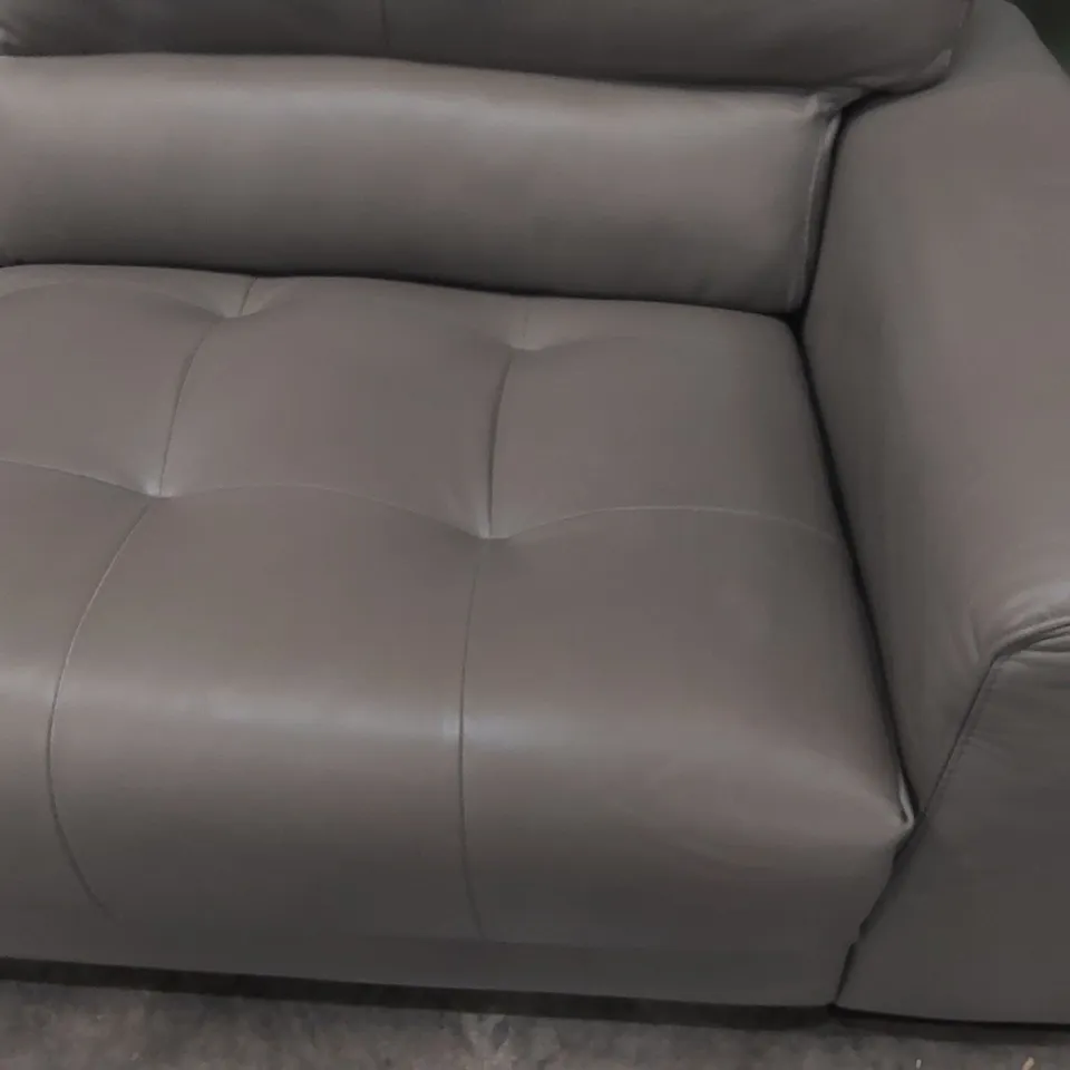 QUALITY DESIGNER ITALIAN MADE LEATHER MARCOS 4 SEATER SOFA - GREY