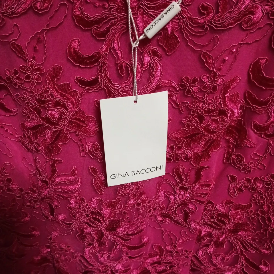 GINA BACCONI EMBROIDERED LACE DRESS PINK SIZE 12 TAGGED