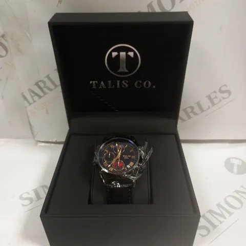 MENS TALIS CO 7120 CHRONOGRAPH WATCH β MOON PHASE MOVEMENT β GENUINE LEATHER STRAP