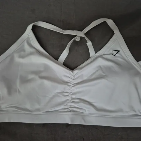 GYM SHARK RUCHED SPORTS BRA IN WHITE SIZE XXL