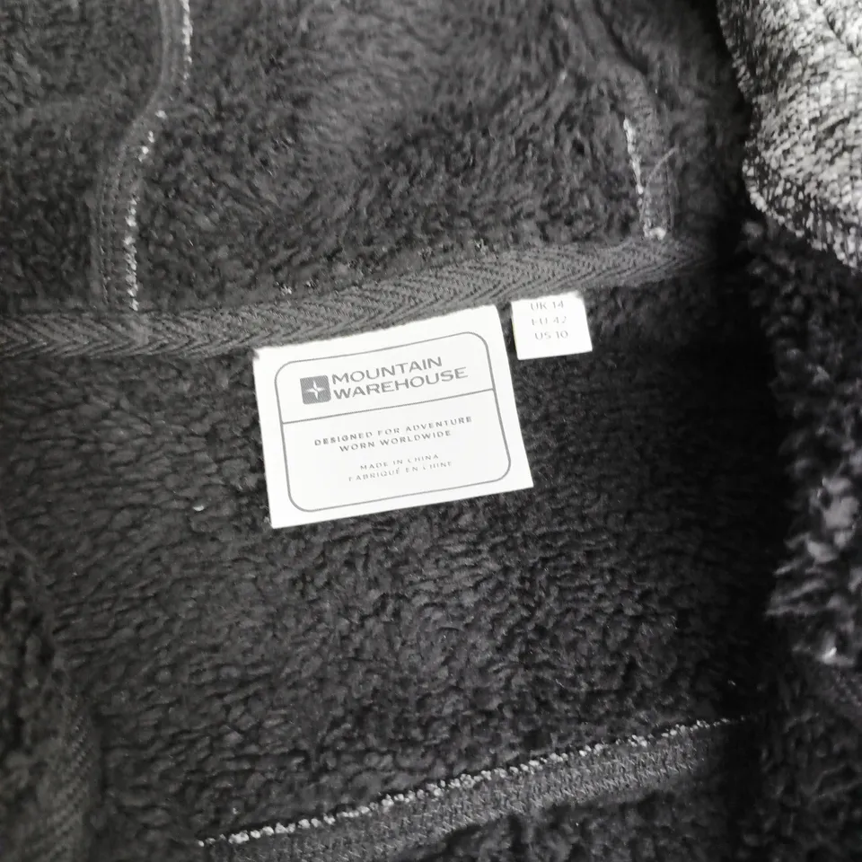 MOUNTAIN WAREHOUSE MALLAIG LONGLINE WOMENS ZIP HOODED FLEECE IN GREY - UK 14 