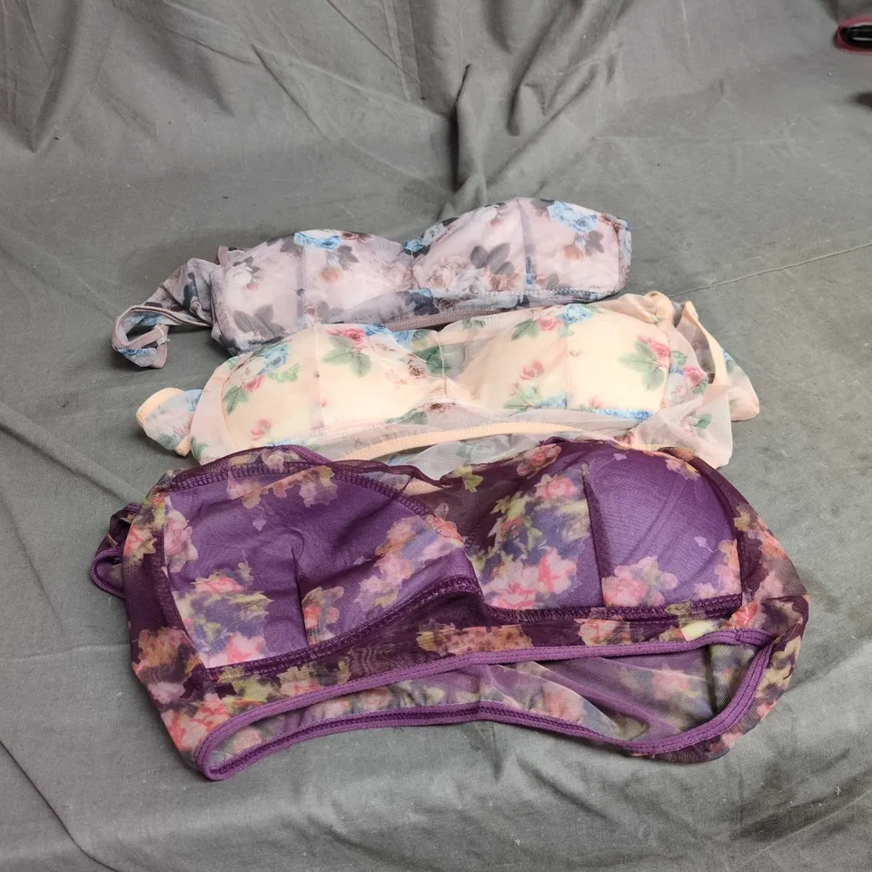 FLORAL-PRINT WOMEN'S BRAS (SET OF 3) – SIZE 5L(3XL)