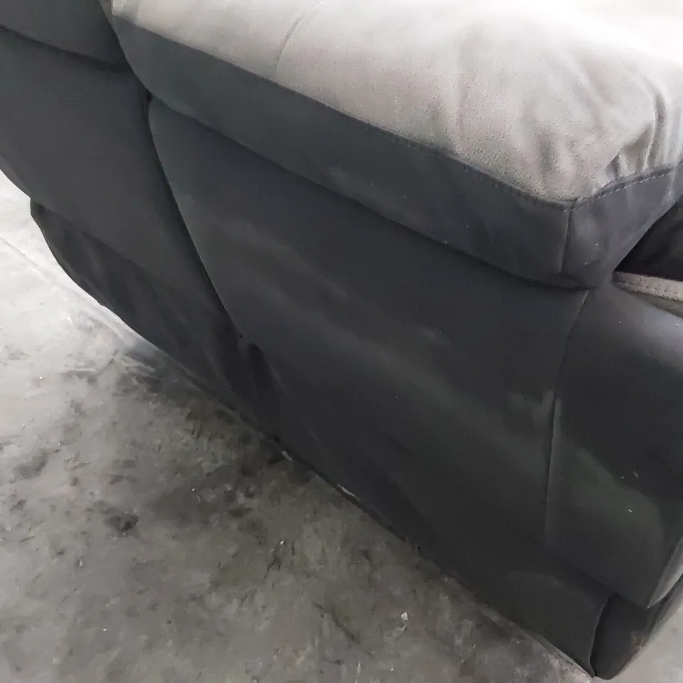 DESIGNER MANUAL RECLINING TWO SEATER SOFA TWO TONE GREY LEATHER 