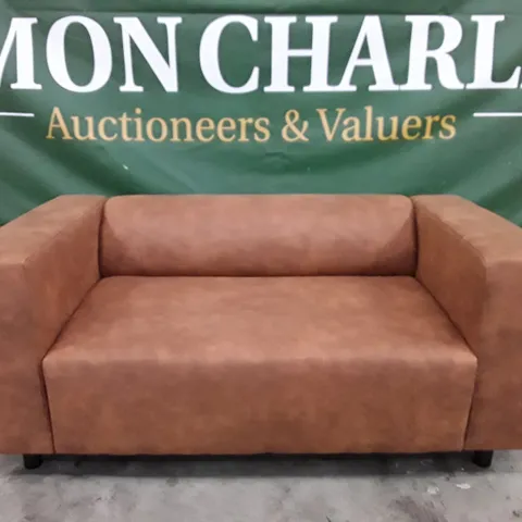 QUALITY DESIGNER 2 SEATER SOFA - TAN FABRIC
