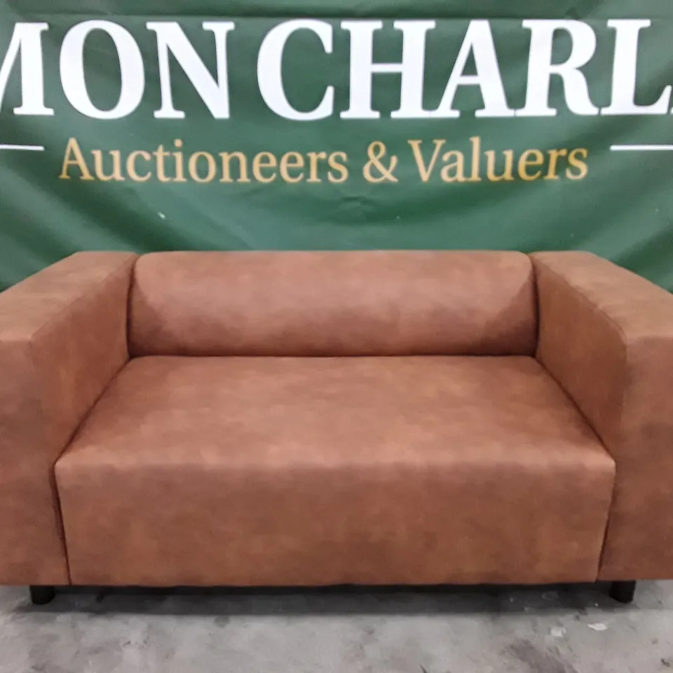 QUALITY DESIGNER 2 SEATER SOFA - TAN FABRIC