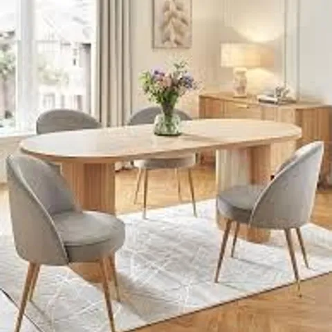 BOXED CARINA 200cm DINING TABLE + 4 CHAIRS - OAK/GREY (4 BOXES)