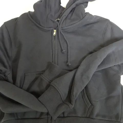 STRADIVARIUS CROPPED ZIP UP HOODIE IN NAVY - MEDIUM
