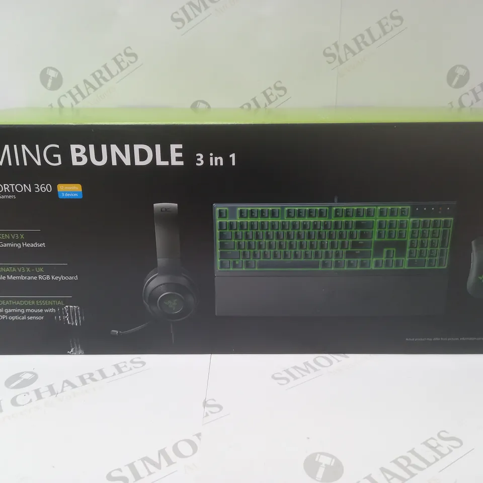 BRAND NEW BOXED RAZER GAMING BUNDLE 3 IN 1 TO INCLUDE - GAMING HEADSET, MEMBRANE RGB KEYBOARD AND ESSENTIAL GAMING MOUSE