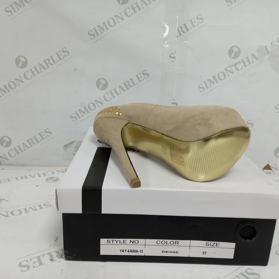 APPROXIMATELY 10 BOXED PAIRS OF MILAYA HIGH HEELED PLATFORM SANDALS IN BEIGE TO INCLUDE EU SIZES 36, 37, 38, 39