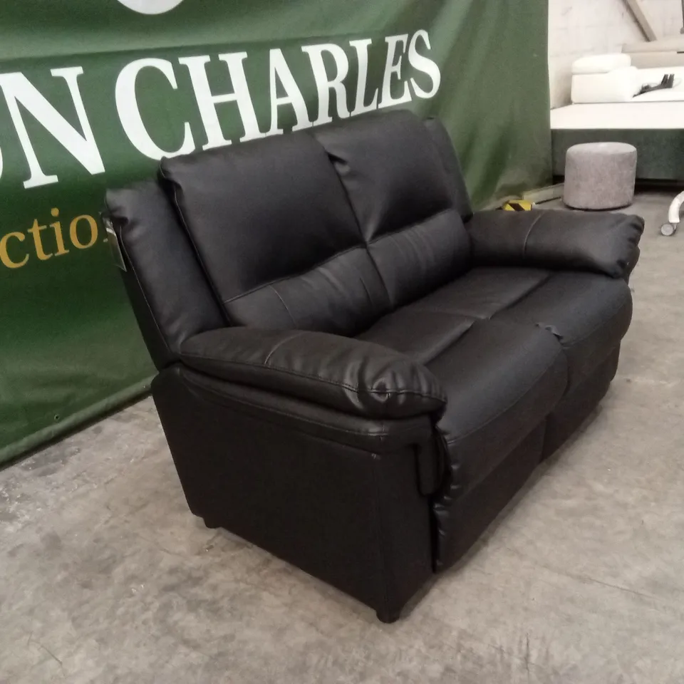 ALBION LUXURY FAUX LEATHER HIGH BACK 2 SEATER SOFA - BLACK RRP £519