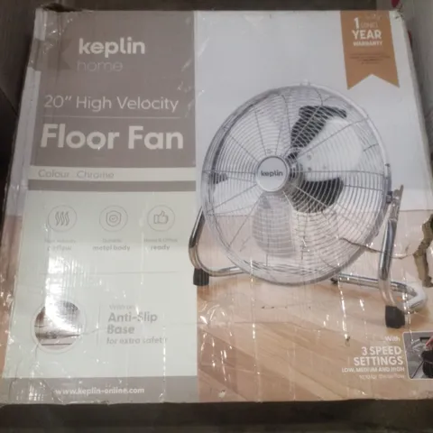 BOXED KEPLIN 20" HIGH VELOCITY FLOOR FAN - CHROME