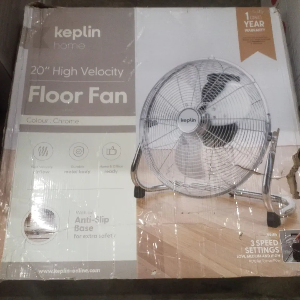 BOXED KEPLIN 20" HIGH VELOCITY FLOOR FAN - CHROME