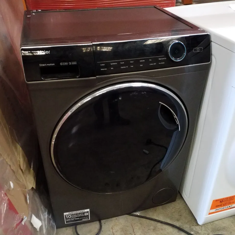 HAIER HWD80-B14979S FREESTANDING WASHER DRYER, DIRECT MOTION AND LED DISPLAY, 1400RPM, 8KG/5KG LOAD, GRAPHITE COLLECTION ONLY 